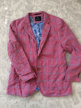 Tailorbyrd Pink Windowpane Sport Coat with Blue Check